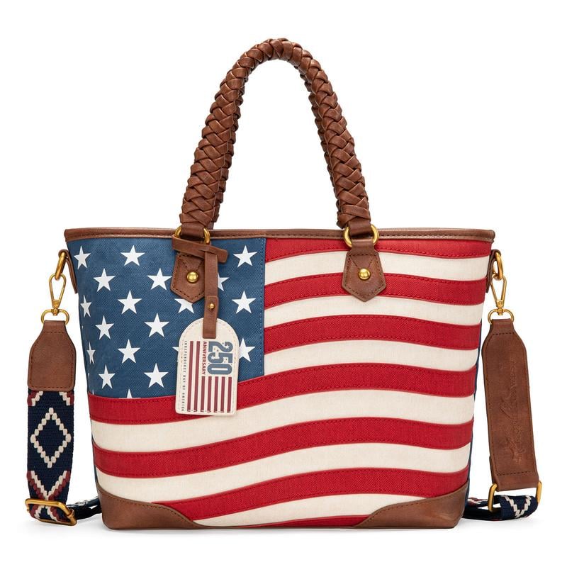 🔥LAST DAY 49% OFF - Montana West Vintage American Flag Tote Bag