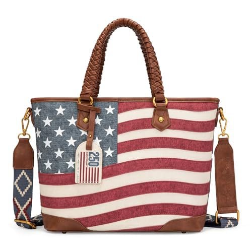 🔥LAST DAY 49% OFF - Montana West Vintage American Flag Tote Bag