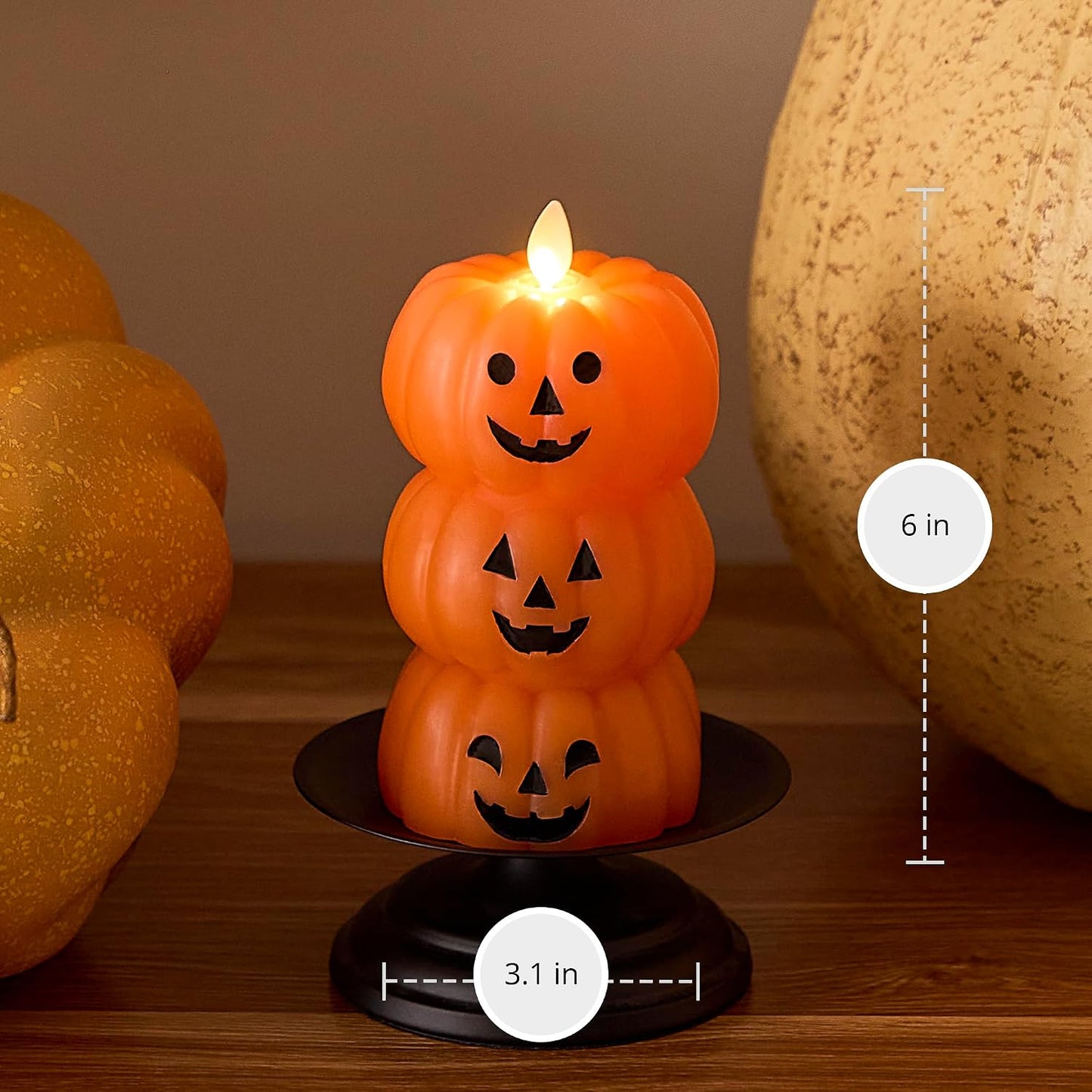 Stacked Jack-o-Lantern Flameless LED Wax Candle 🎃