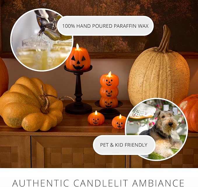 Stacked Jack-o-Lantern Flameless LED Wax Candle 🎃