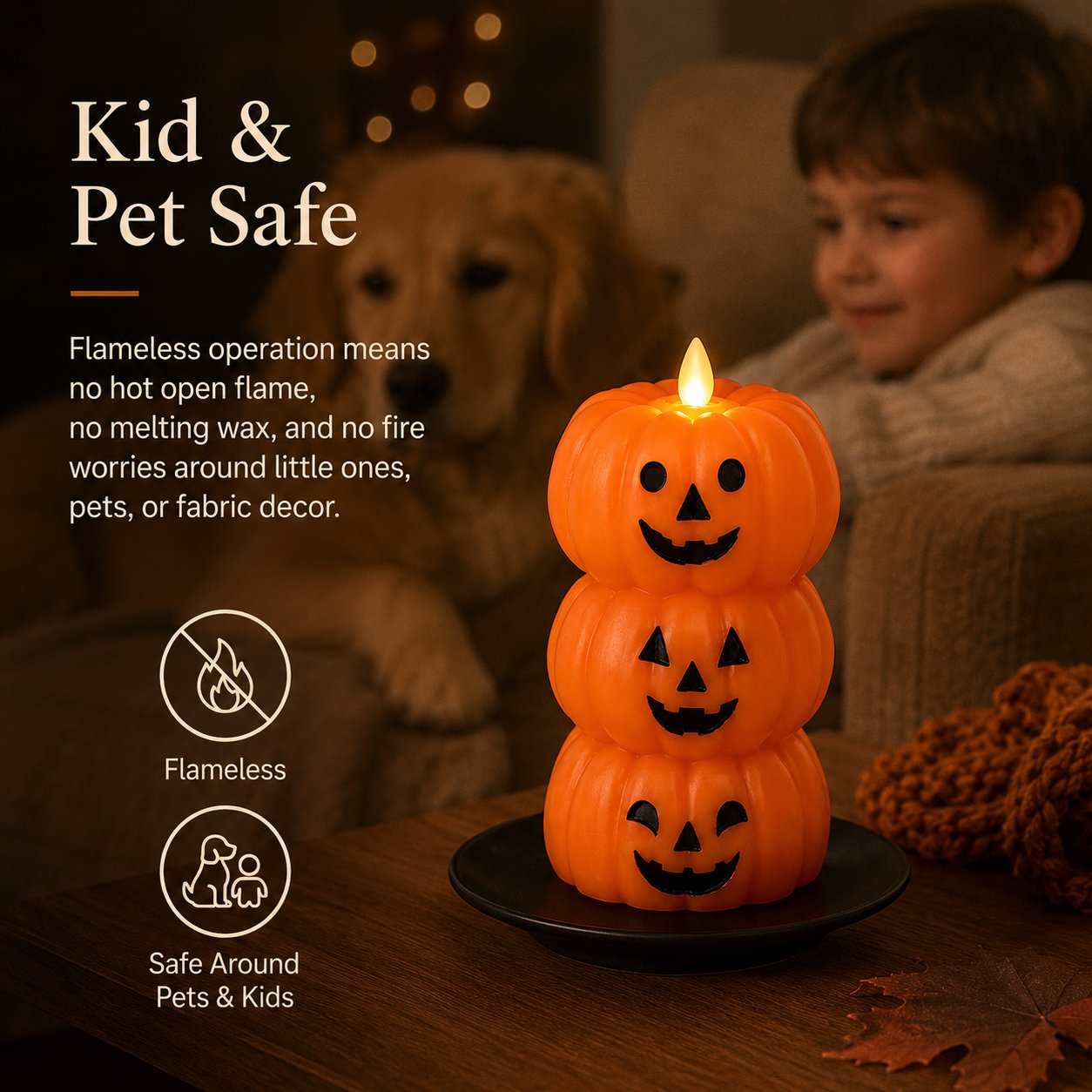 Stacked Jack-o-Lantern Flameless LED Wax Candle 🎃