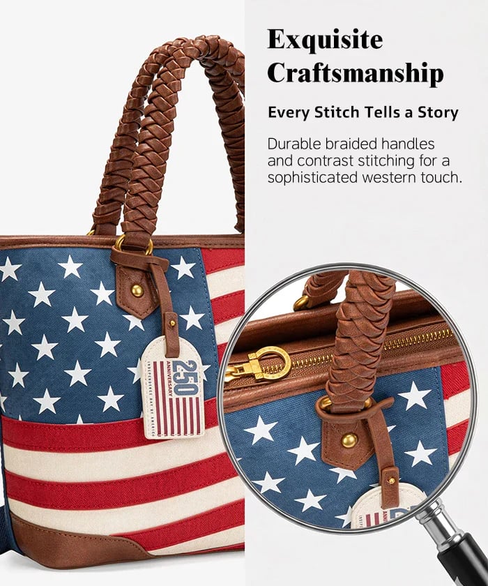 🔥LAST DAY 49% OFF - Montana West Vintage American Flag Tote Bag