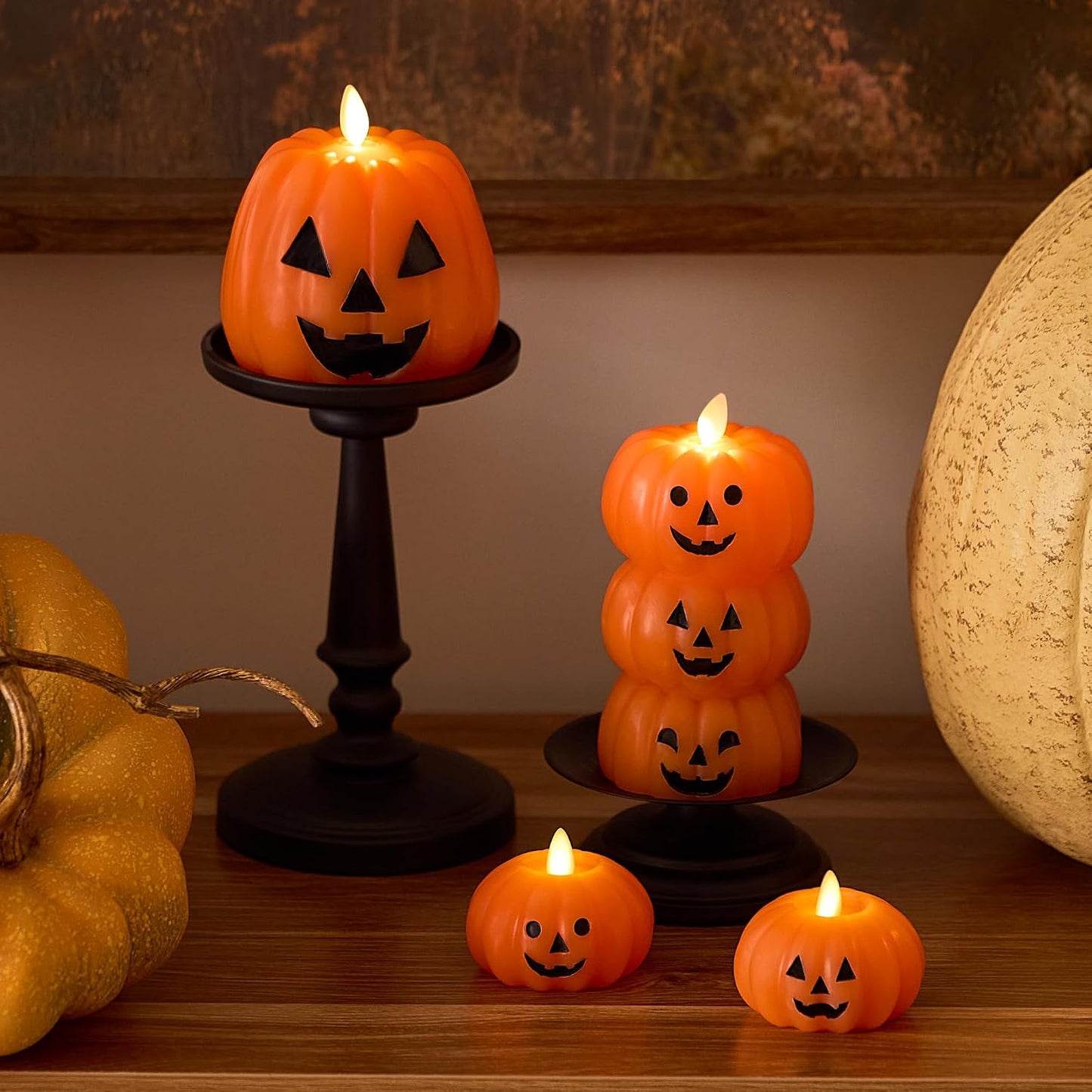 Stacked Jack-o-Lantern Flameless LED Wax Candle 🎃