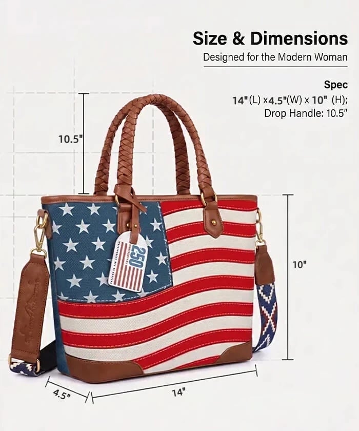 🔥LAST DAY 49% OFF - Montana West Vintage American Flag Tote Bag