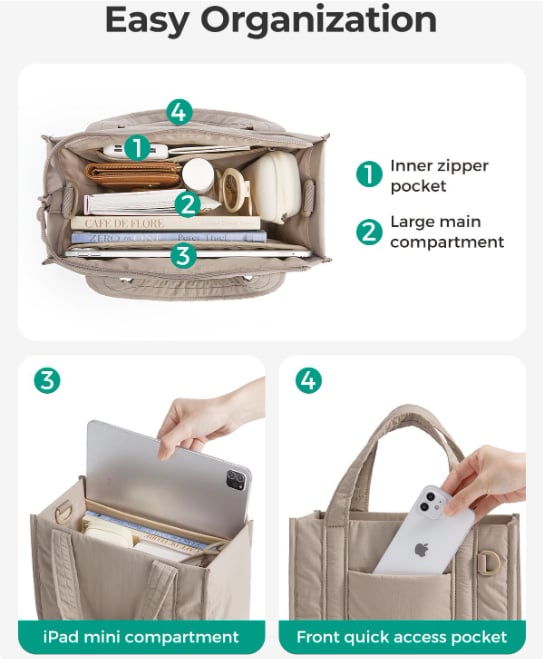 🔥LAST DAY 49% OFF - Women's Crossbody Bag/Tote Handbags with Zipper/Detachable Shoulder Strap