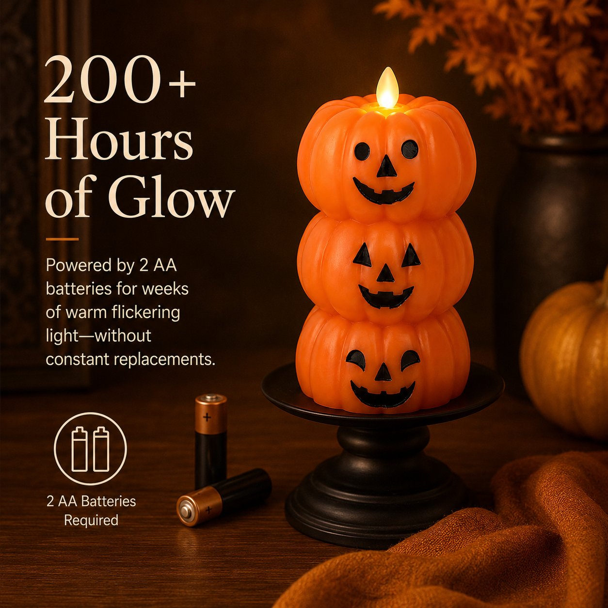 Stacked Jack-o-Lantern Flameless LED Wax Candle 🎃
